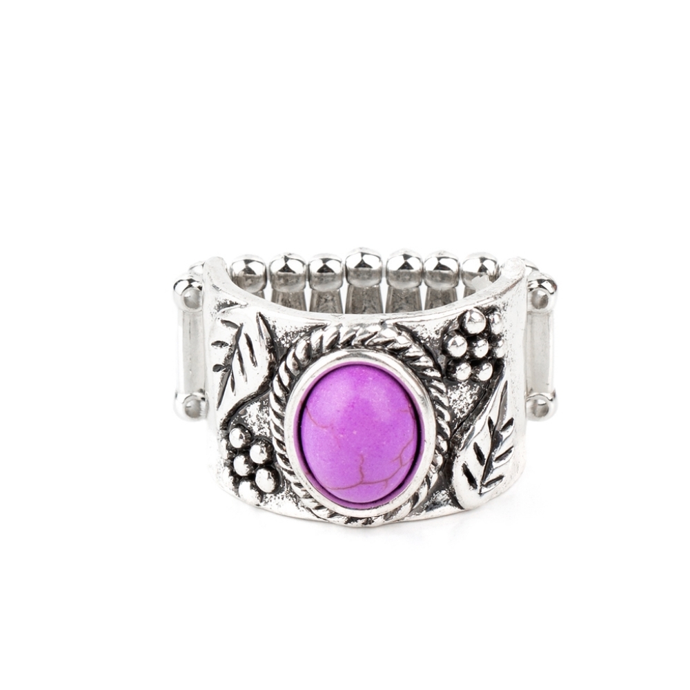 Silver and purple ring